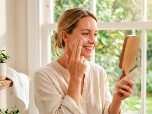 protector solar facial aplicado en el rostro